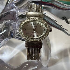 Geneva Silver Crystal-Accent Women's Bracelet Watch